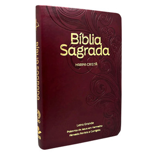 Bíblia Sagrada com Harpa Cristã | ARC | Letra Grande | Capa Luxo Floral Vinho em Oferta na Shopee