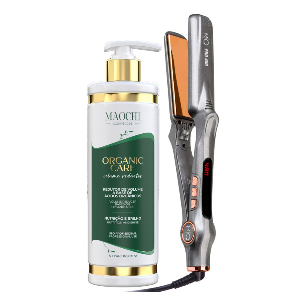 Chapinha De Cabelo Mq Professional Titanium Pro 480 Bivolt Cor Chumbo 110V/220V+Alisamento Capilar Orgânico 500ml