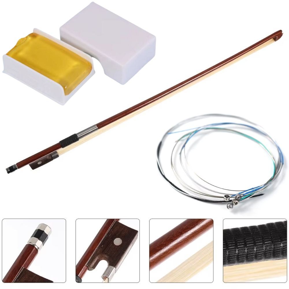 Kit Arco para Violino 4/4 + Breu Resina + Kit 4 Cordas Cordas Encordoamento Alta Qualidade Tipo Mauro Calixto