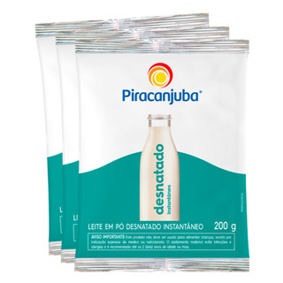 Pack 3un Leite em Pó DESNATADO Piracanjuba 3x200g em Oferta na Shopee