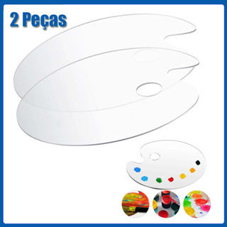 Paleta de pintura acrílica transparente, 2 peças, artista misto, aquarela e ferramentas de pintura a óleo, fácil de limp em Oferta na Shopee