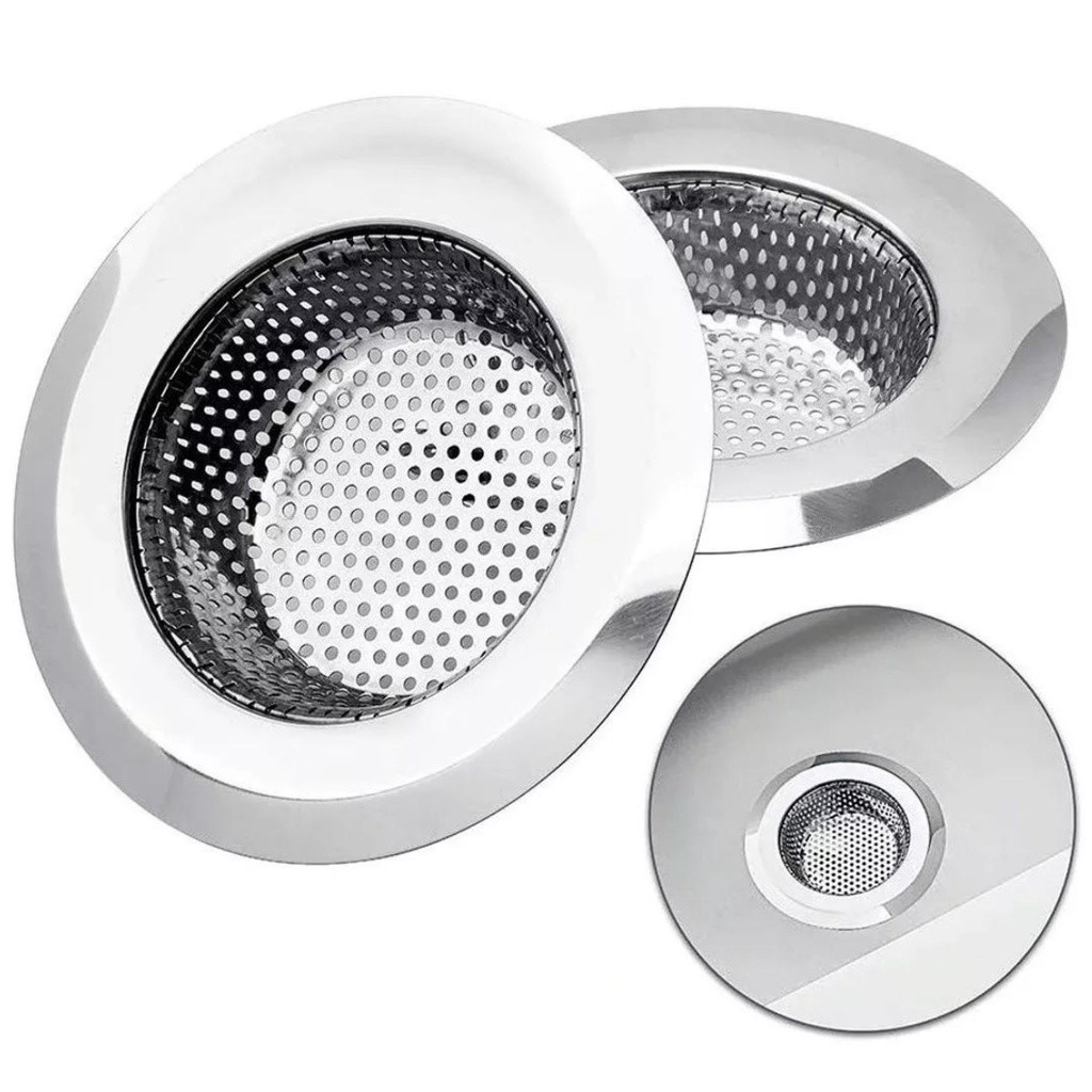 Kit Ralinho Inox com Borda – Antientupimento p/ Pia de Cozinha, Banheiro e Tanque | Fácil de Limpar e Durável