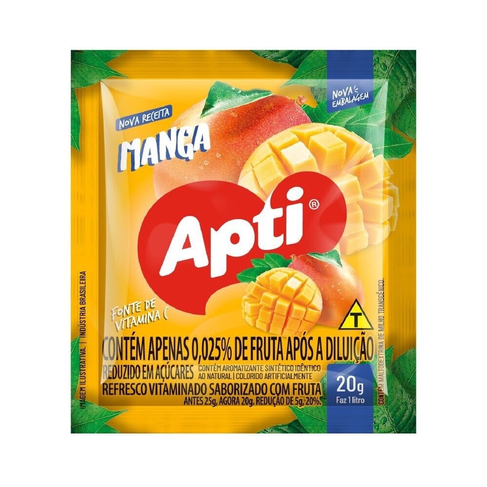 Refresco em Pó Apti Manga 20g - Embalagem com 15 Unidades