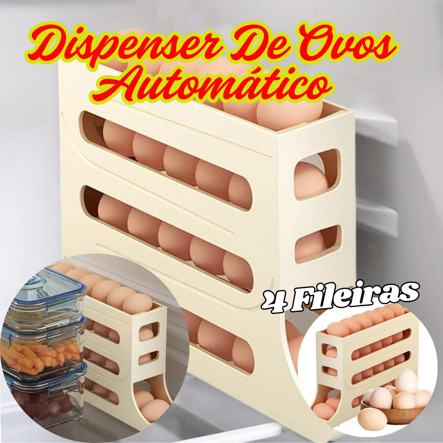 Porta Ovos Portátil Suporte De Ovo 33x18Cm Bege Com Capacidade De 25 Ovos Para Geladeira Dispenser