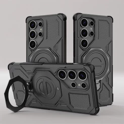 Capa Com Suporte De Rotação Magnética Para Samsung Galaxy S24 S25 S26 Ultra , S25 FE Compatível Carro , Caixa Super À Pr