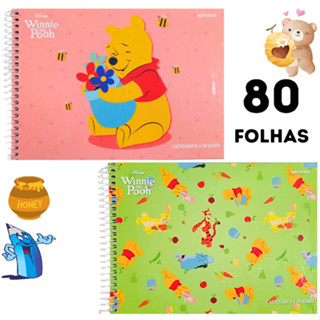 CADERNO POOH DE DESENHO E CARTOGRAFIA ESPIRAL 80 FOLHAS STAR SCHOOL em Oferta na Shopee