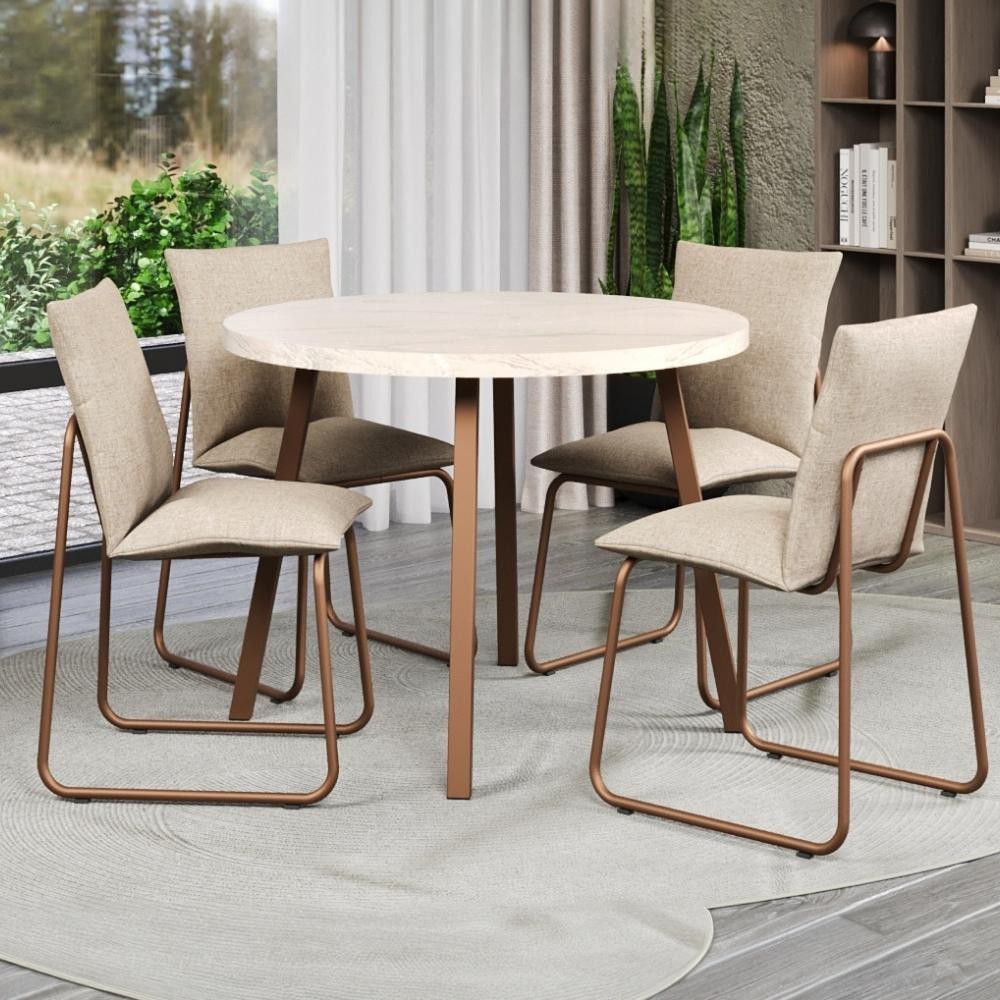 Conjunto Sala de Jantar 4 Cadeiras Bolzano Carraro Petra e Rosê em Oferta na Shopee