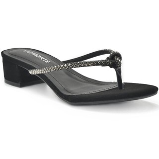 Tamanco Via Marte Tira Nó Strass Salto Bloco Feminina - Preto em Oferta na Shopee