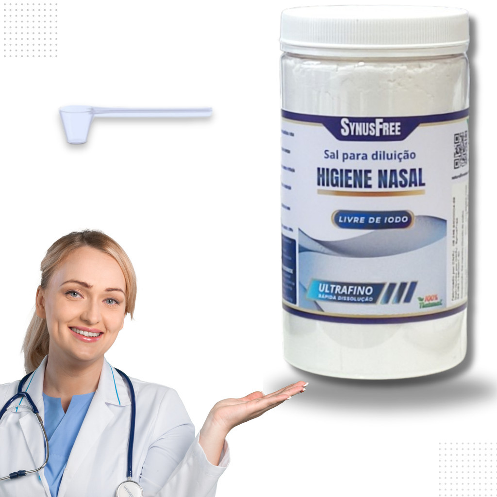 Sal P/ Lavagem Nasal 1kg Sem Iodo Com Dosador Ultrafino