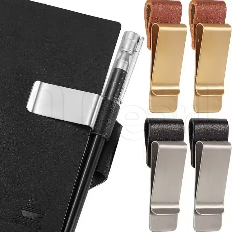Porta-Canetas De Aço Inoxidável De 2 Unidades-Braçadeira De Lápis De Metal-Clipe De Caneta Anti-Perda-Papelaria Retrô Pa