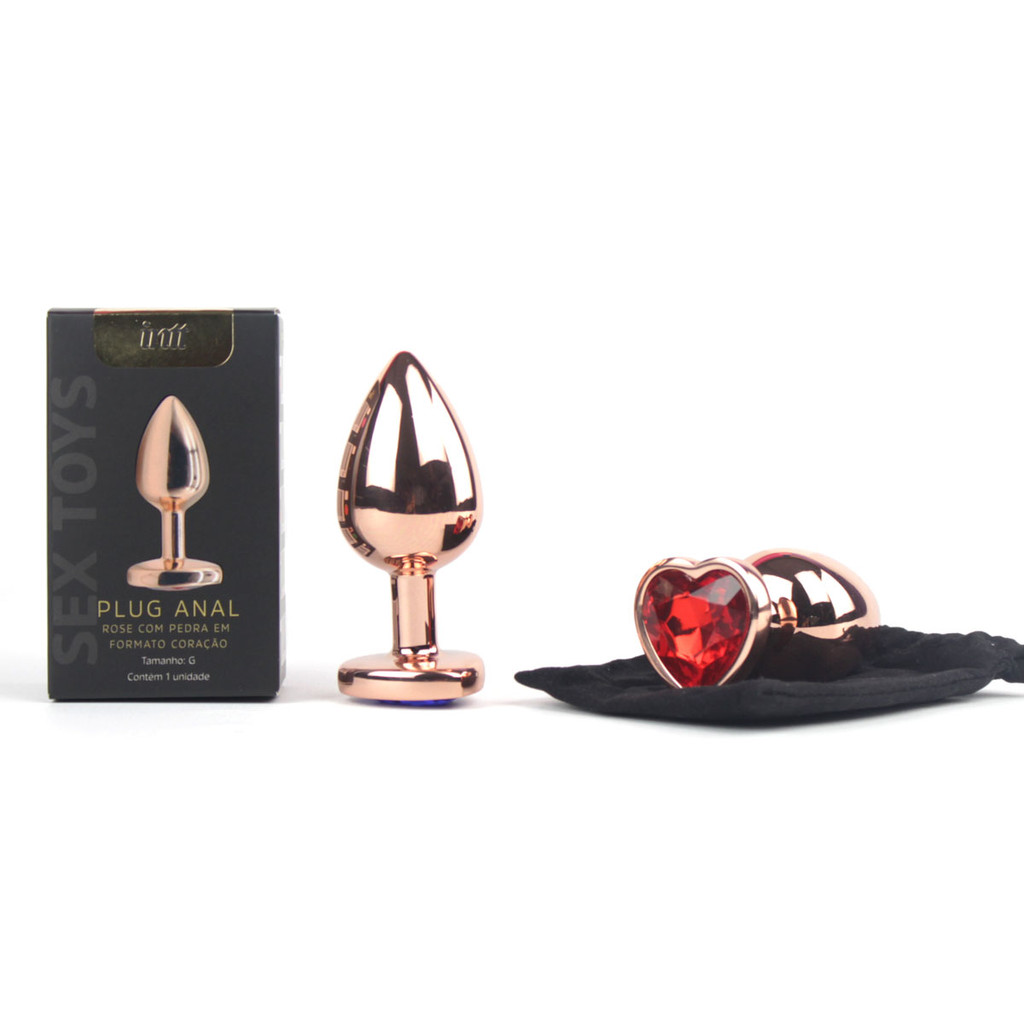 Plug Anal "G" Rose com Coração Brilhante - 10 Cores | Intt em Oferta na Shopee