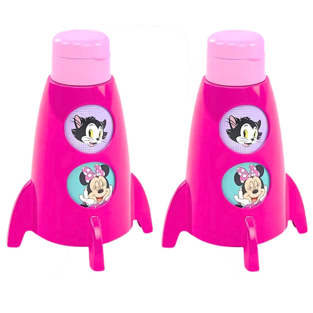 Kit 2 Garrafa de Foguete Infantil Giratória da Minnie Plasútil