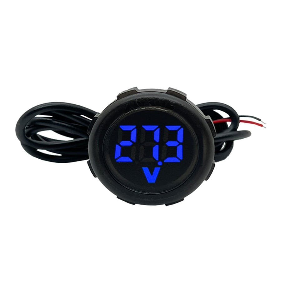 Voltímetro Digital AZUL12v 24v  Prova D'água para Som Automotivo Instalação no Painel do Carro Moto Lancha Redondo