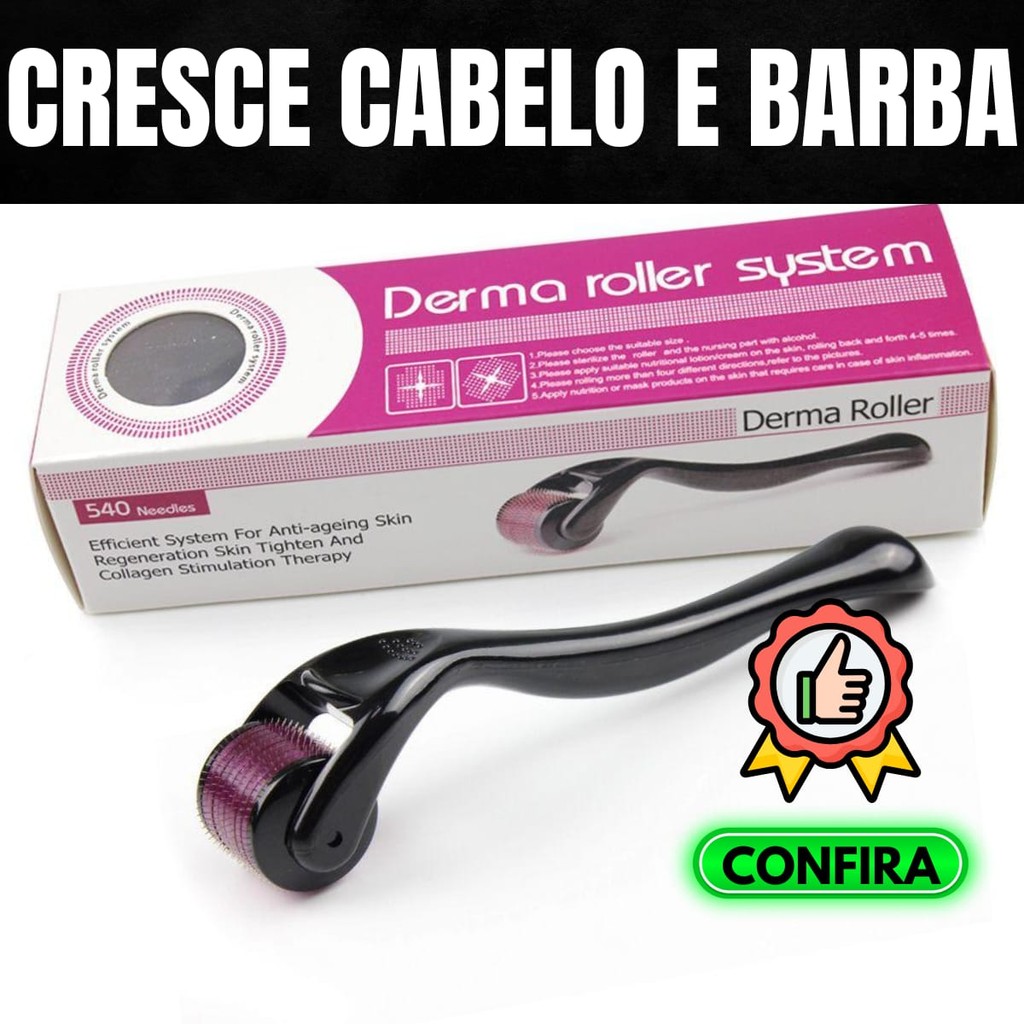 Dermaroller crescimento de cabelo barba combate cicatrizes regenera a pele