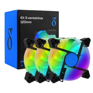 Kit 3 Fans Ventoinhas Refrigeração Gabinete 1200RPM 12V RGB Baixo Ruído em Oferta na Shopee