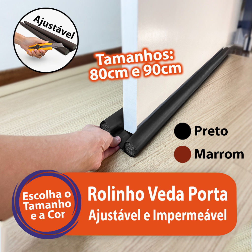 Veda Porta Rolinho Ajustável Protetor Impermeável Vedação Porta Duplo Não Entra Bicho Vento Pó em Oferta na Shopee