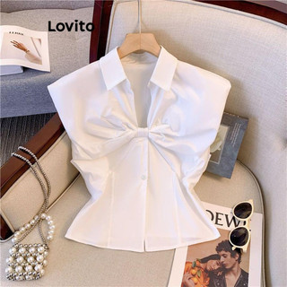 Lovito Blusa Casual Lisa Frontal Torcida Para Mulheres Lne69141 em Oferta na Shopee