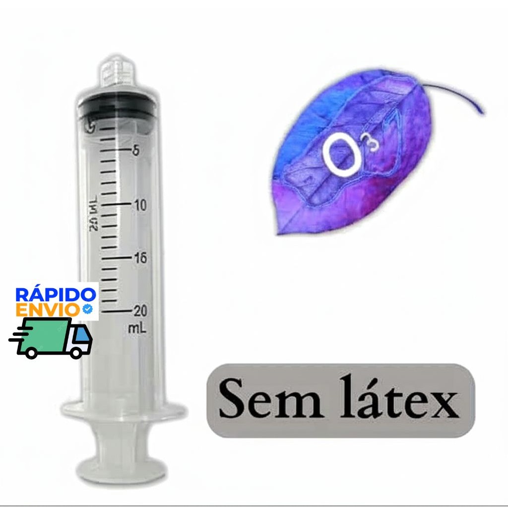Seringa 20 ML para ozonioterapia Bico Rosca Luer Lock Sem Agulha - Kit com 10 a 50 unidades