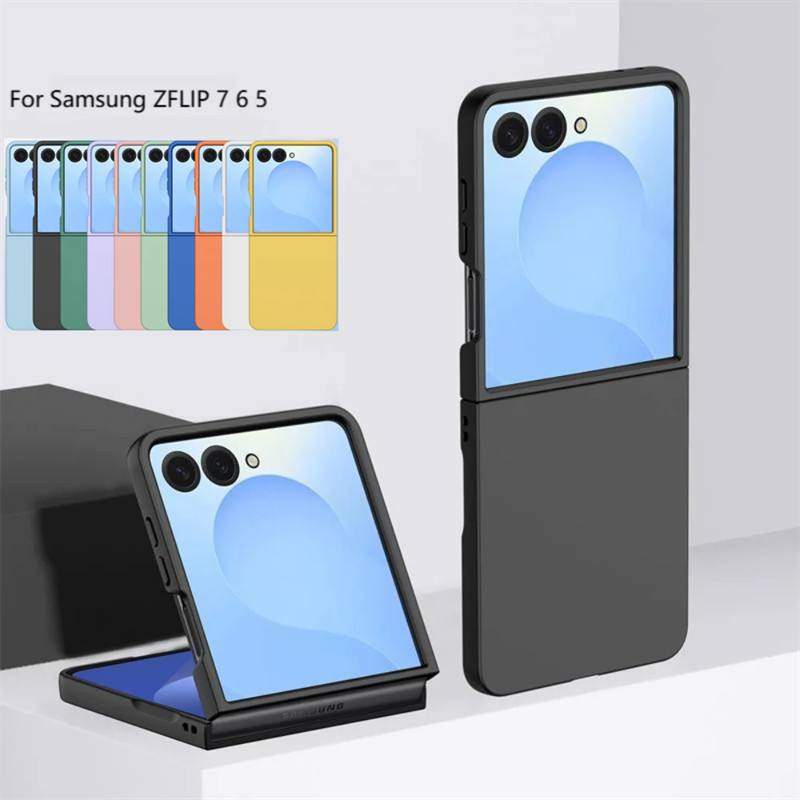 Capa Rígida Com Sensação De Pele Fina Para Samsung Galaxy Z Flip 7 6 5 4 3 5G Pr