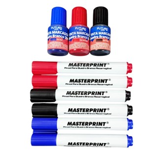 Tinta + Caneta para Quadro Branco Kit com 2 Canetas + 1 Tinta Marcador Apagável e Recarregável em Oferta na Shopee