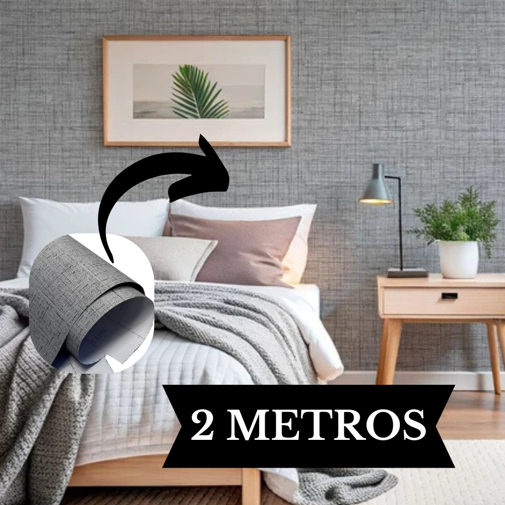 Papel de parede para quarto, adesivo para sala, móveis,2m x 61cent Impermeável Linho Cinza Texturizado Premium Contact