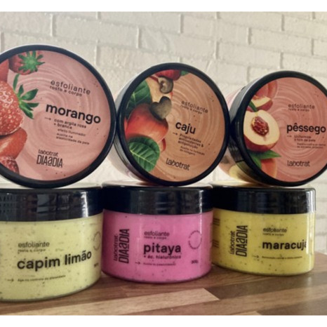 Esfoliante Corporal e Facial Cheiro de Fruta Labotrat 300g ou 150g Esfoliante corpo e rosto maracujá
