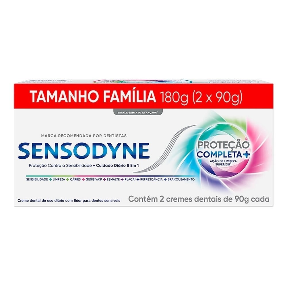 Creme Dental Sensodyne Proteção Completa 90g Embalagem com 2 Unidades em Oferta na Shopee