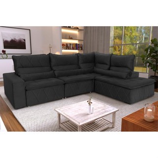 Sofá De Canto Amsterdam Preto Molas Retrátil Reclinável - King House em Oferta na Shopee