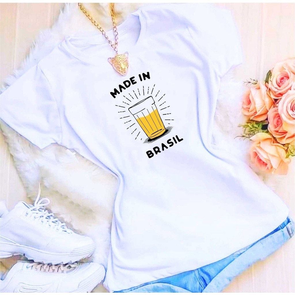 Tshirt Camiseta - Made In Brasil, Cerveja - Frases - Carnaval em Oferta na Shopee