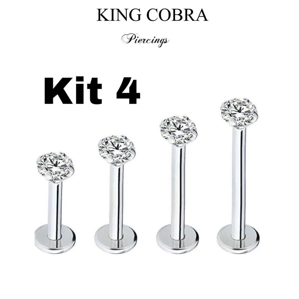 Kit4 Piercing Labret  Ponto De Luz Helix Tragus Conch Aço Cirúrgico KA101 em Oferta na Shopee