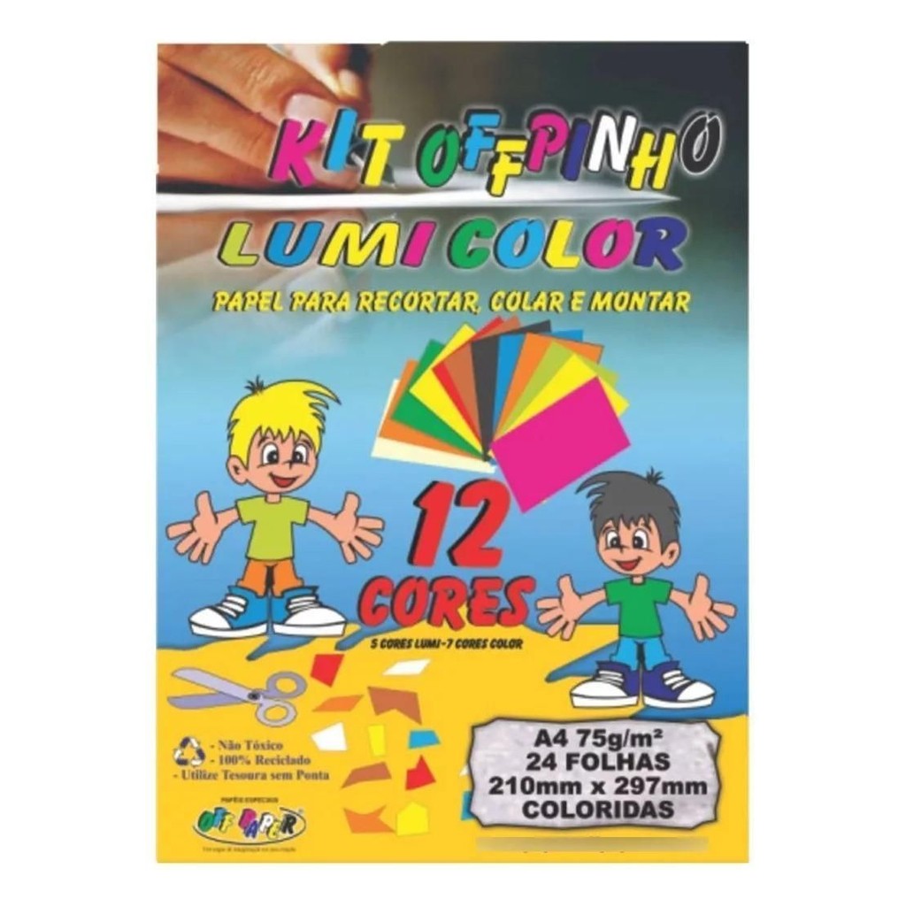 KIT OFFPINHO LUMICOLOR A4 24FLS 75G OFF PAPER em Oferta na Shopee