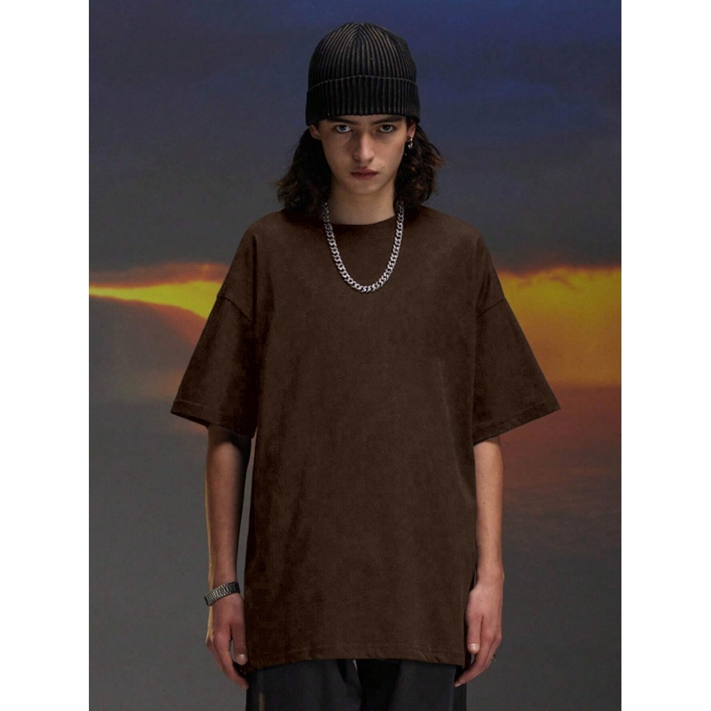 Camisa Marrom Casual Fitness Básica Camiseta Larga Confortável Blusa Oversized Esportiva Estilosa