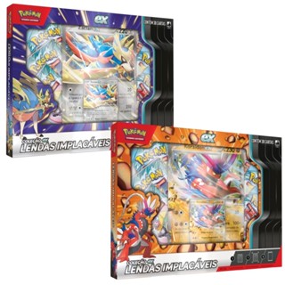 BOX POKÉMON COLEÇÃO LENDAS IMPLACÁVEIS ZACIAN KORAIDON EX COPAG TCG RIVAIS PREDESTINADOS CARTA JUMBO em Oferta na Shopee