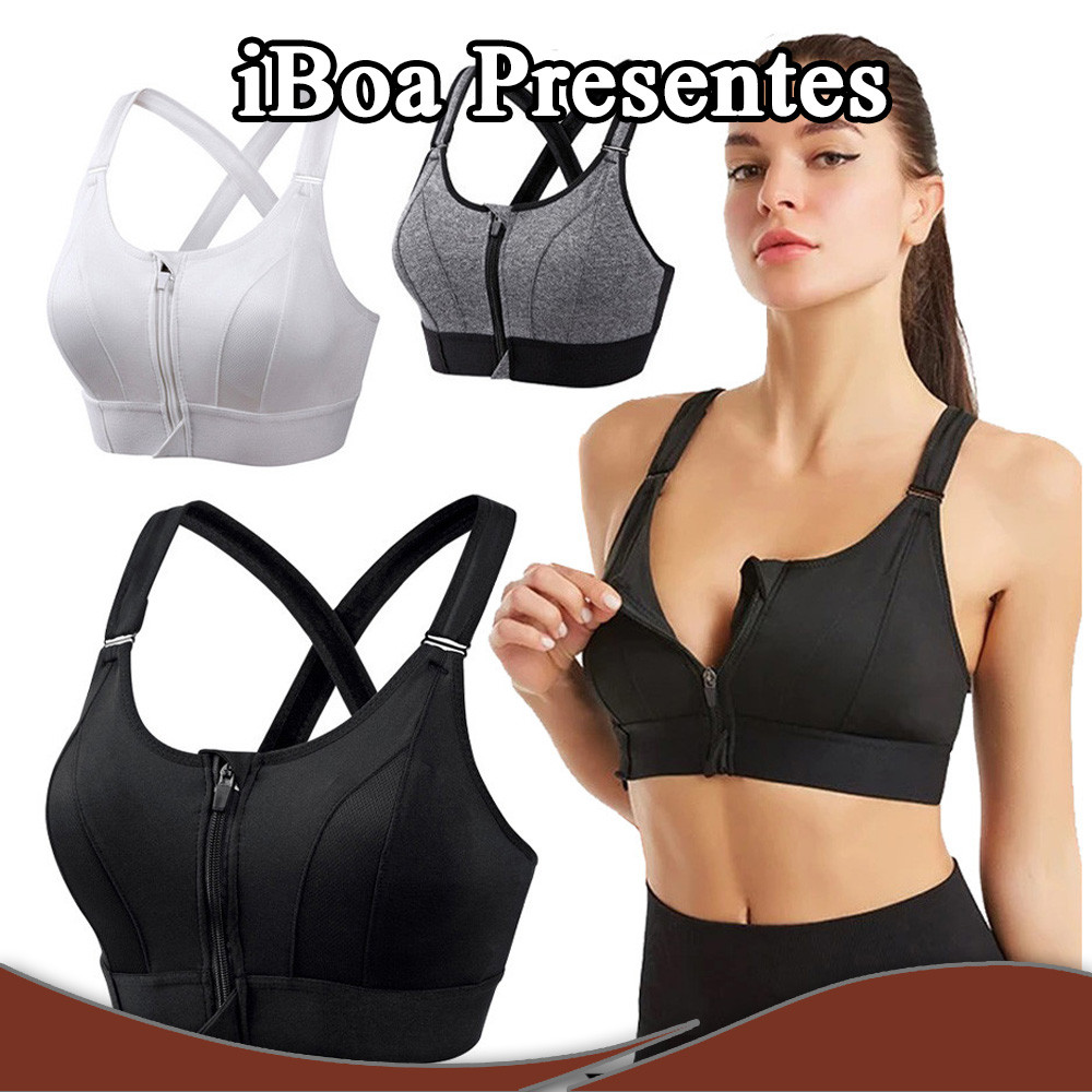 Top Academia Sutiã Esportivo Ajustável Com Zíper Frontal sutiã superior de fitness para ioga em Oferta na Shopee