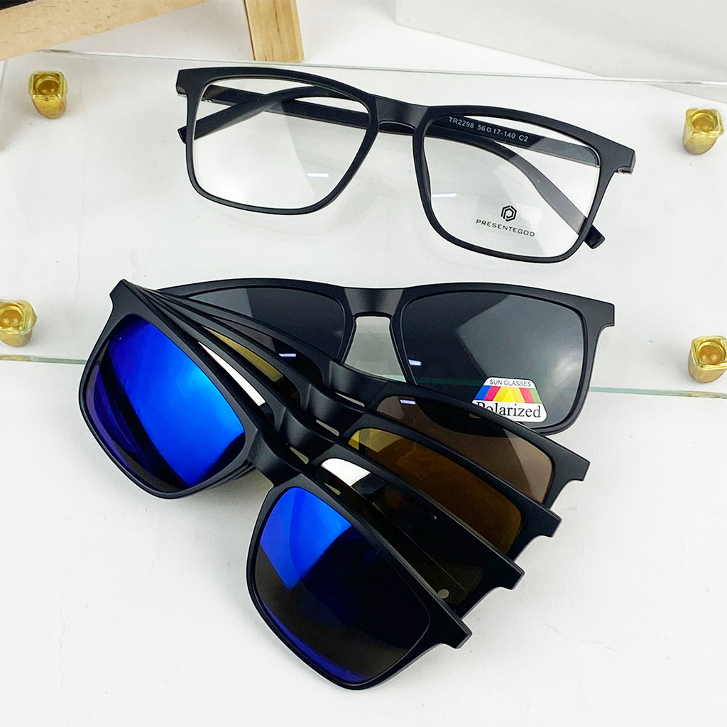 Armação De Óculos Masculino Em TR90 + 5 Lentes Clipon Flexivel  CM253 em Oferta na Shopee