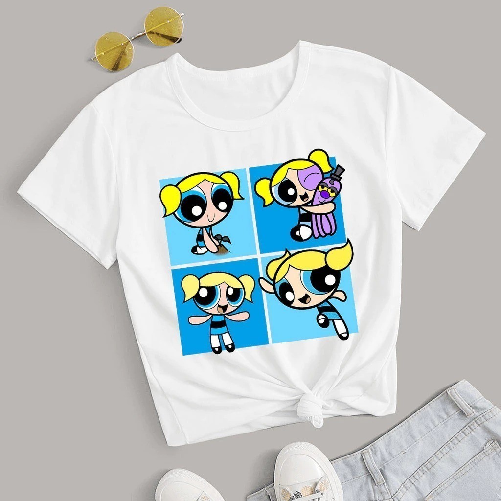 T-shirt As Meninas super qualidade Superpoderosas Blusinha Presente Casual Básica Estampada Branca 100% Algodão 30.1
