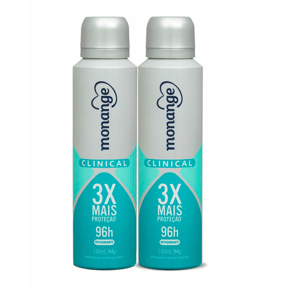 Kit 2 Desodorante Monange Clinical Revigorante Aerosol Antitranspirante 96h 150ml - Beauty