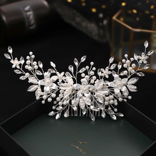 Jóias De Cabelo Pente De Noiva Pérola Cristal Brilhante Strass Headpiece Cabeça Decoração Para Banquete Casamento Masque