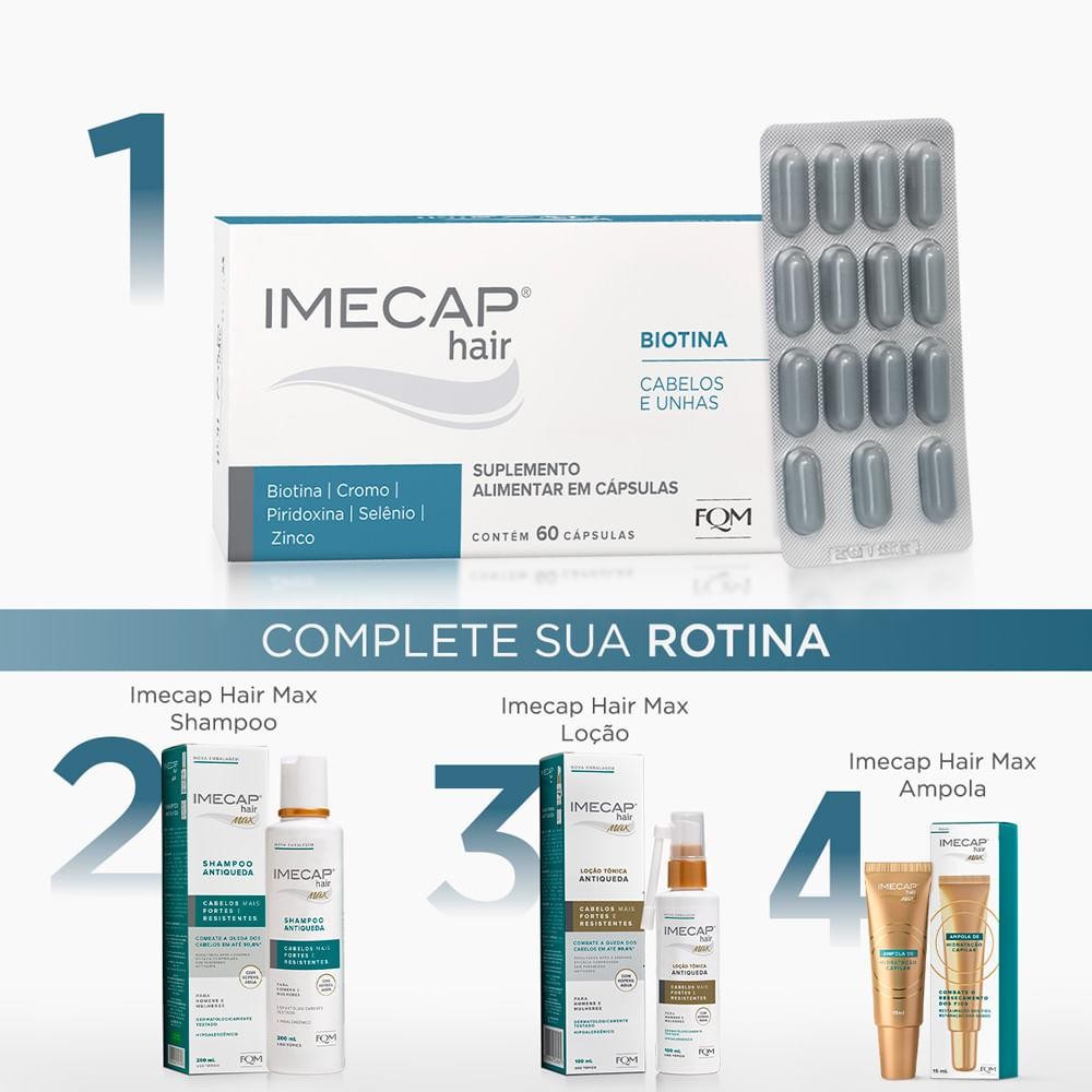 Detalhes do Imecap Hair Leve 90 Pague 60 Capsulas Cabelos E Unhas