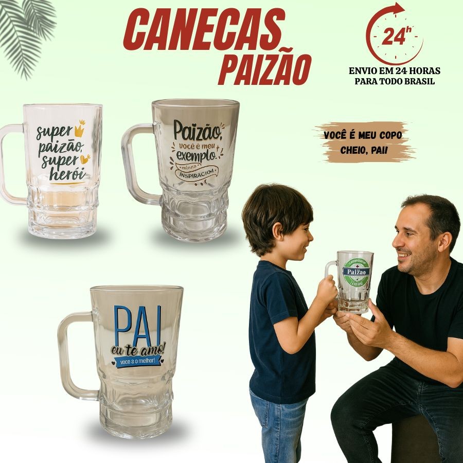 Caneca Dia Dos Pais 340ML Super Paizão Super Herói Paizão Você É Meu Exemplo Minha Inspiração