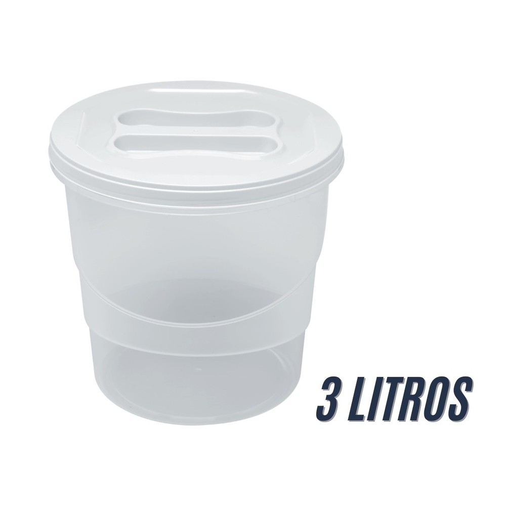 Pote Porta Mantimentos com Tampa de Rosca 3 Litros Plástico Médio Transparente Organizar Cozinha