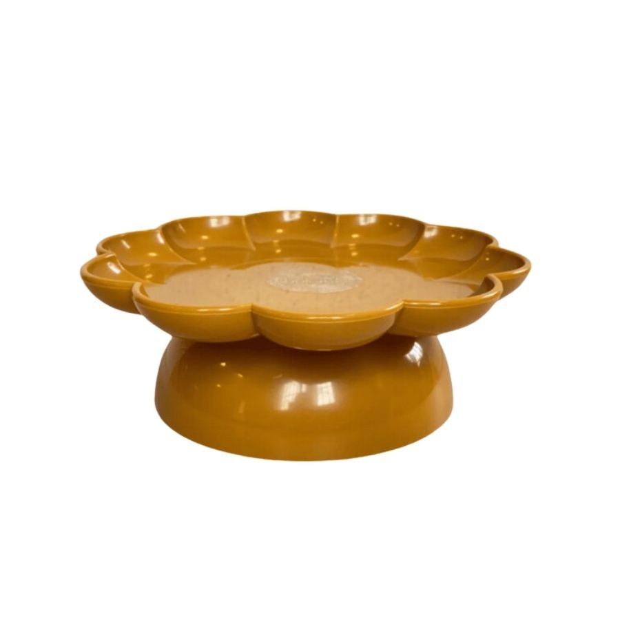 Bandeja  Flower Com Pé - 180mm - Mostarda - 1 unidade - Só Boleiras - Rizzo