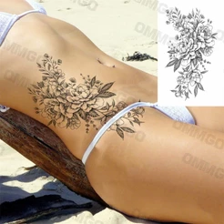 3D Preto Mandala Bezerro Tatuagens Temporárias Para Mulheres Adulto Lótus Rosa Flor Falso Tatuagem Adesivo À Prova Dwate