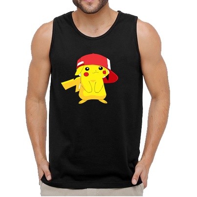 Camiseta Regata Masculina Pikachu Pokémon Camisa Anime Mangá estilo swag