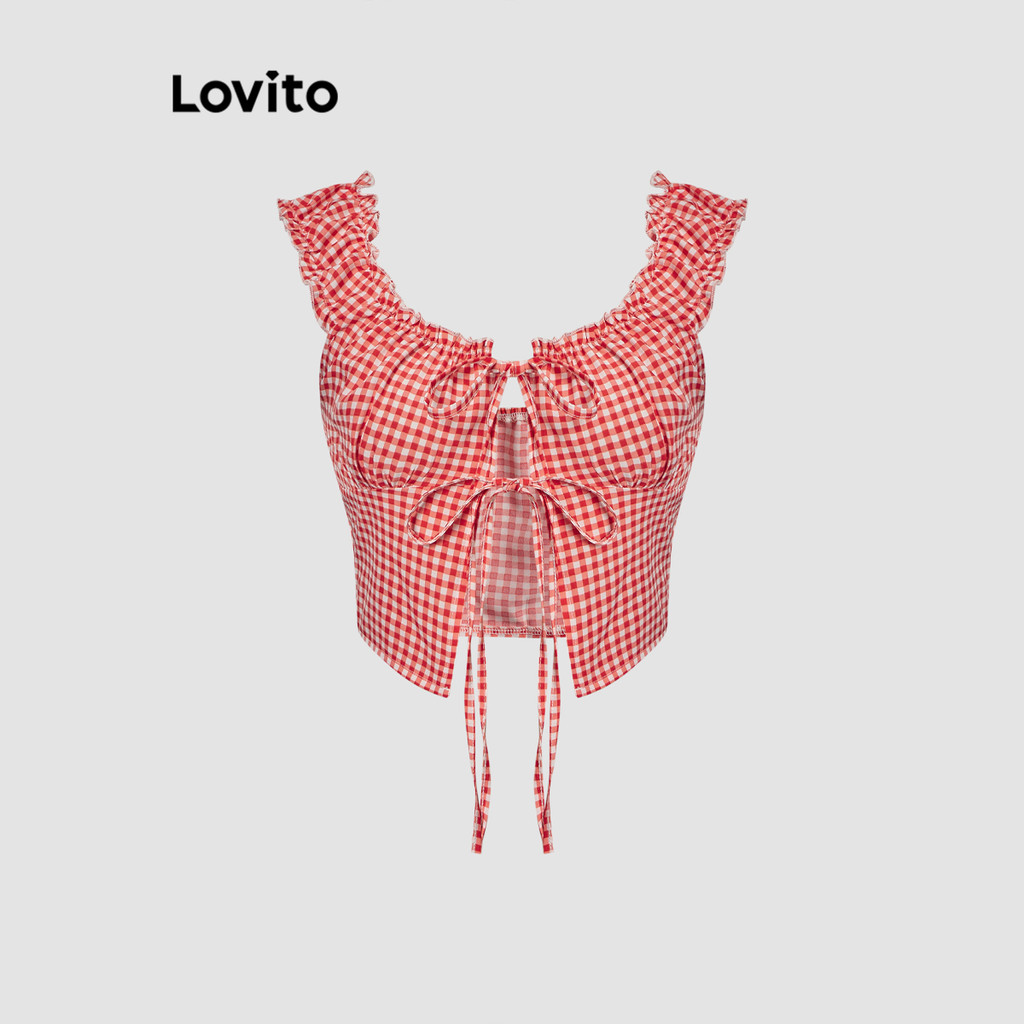 Lovito Linda blusa floral com cadarço para mulheres L114AD274 - Women Clothes