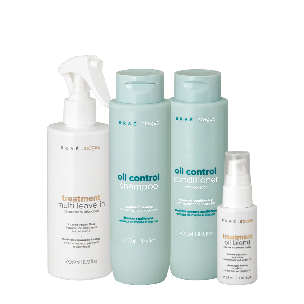Kit Braé Stages Oil Control Duo Multi Leave-in Oil (4 produtos) em Oferta na Shopee