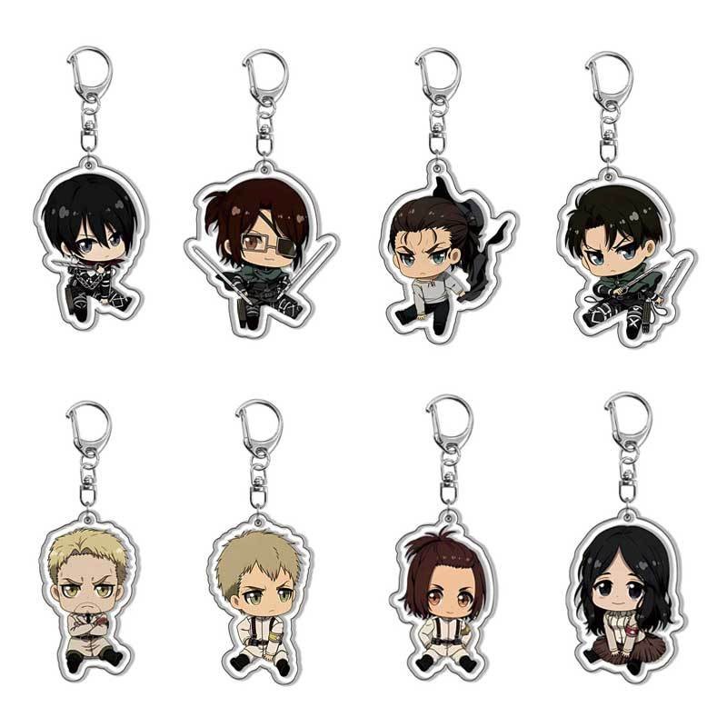 Chaveiro dupla face acrílico Attack on Titan Allen Yegel Mikasa Ackerman