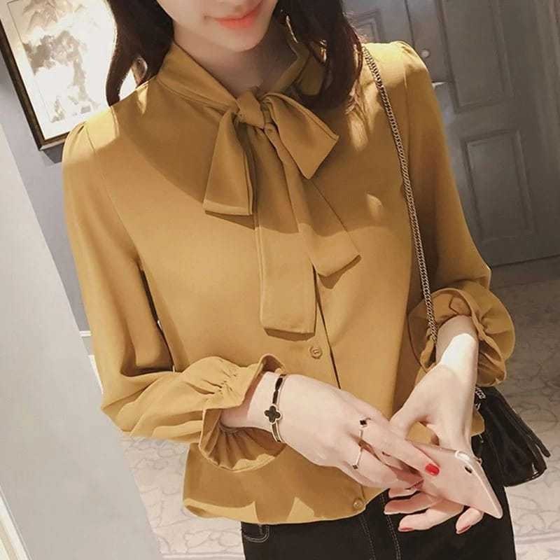 GSL Moda Roupas Femininas Estilo Coreano Blusa Topo NIKITA Modelo Pronto 4 Tamanhos Cetim Mulher Básico De Trabalho Casu