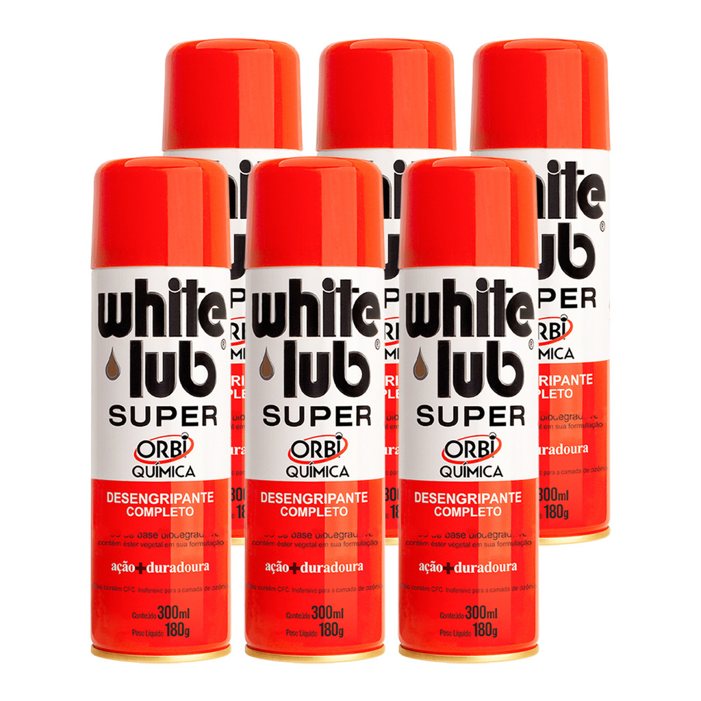 Kit Desengripante 6 Un White Lub Lubrificante Spray Corrente Moto Anti Ferrugem Aerosol Automotivo