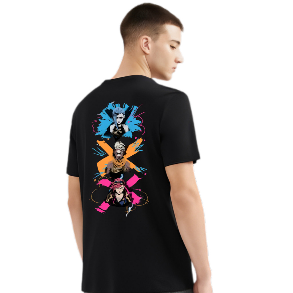 Camiseta Arcane Vi Ekko Jinx  Lol League Of Legends Lol Camisa Masculino Premium 100% Algodã Blusa Camisa Casual Unissex